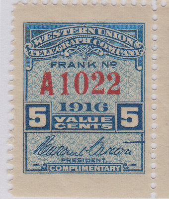 Western Union 1916 5c - A