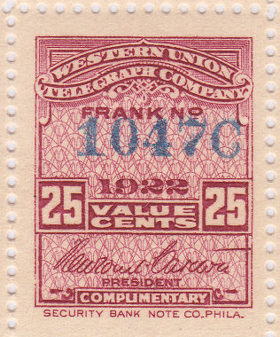 Western Union 1922 RH67a - C
