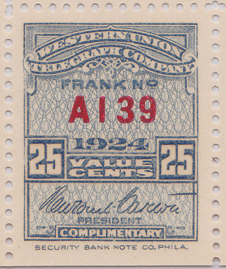 Western Union 1924, RH71 - A