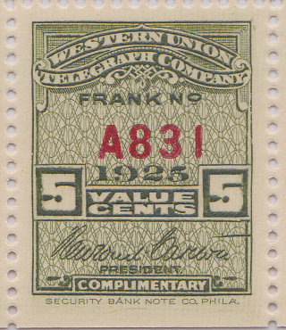 Western Union 1925, RH72 - A