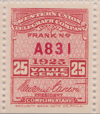 Western Union 1925, RH73 - A