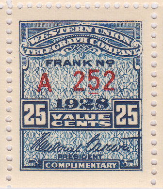Western Union 1928 25c - A