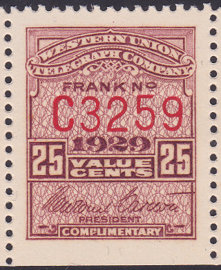Western Union 1929 5c RH81 - C