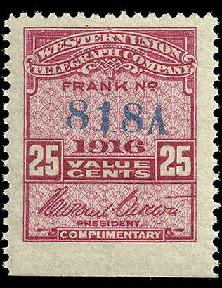 Western Union 1916 25c