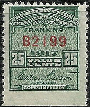 Western Union 1917 25c