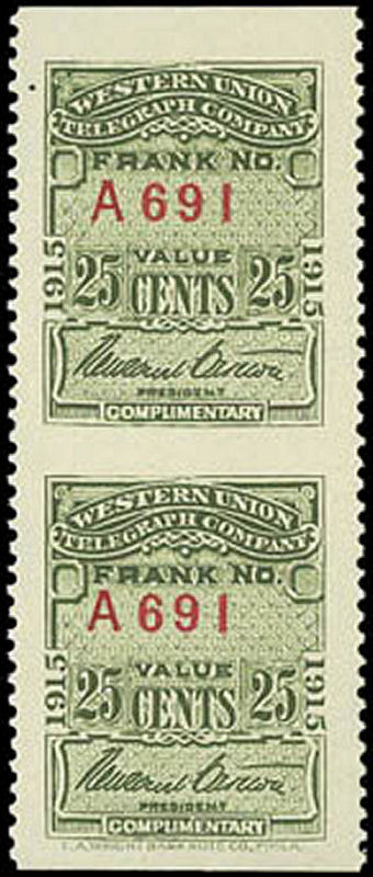 Western Union 1915 25c RH53b - A691