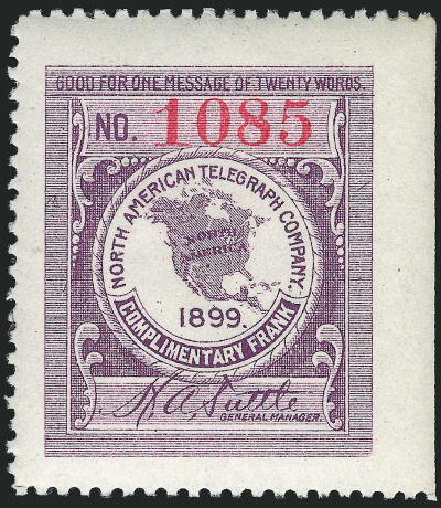 North American 1899 Telegraph Franks