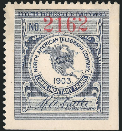 North American 1903 Telegraph Franks