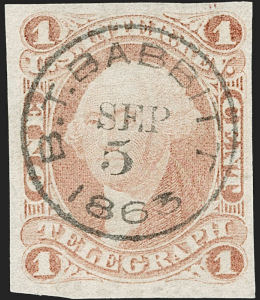 1c Tax Stamp - B. T. Babbitt 1863.