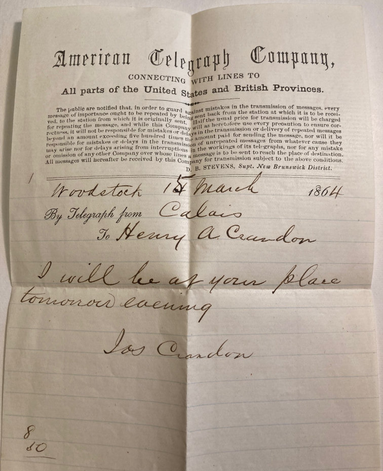 American Telegraph Co. form - 1864