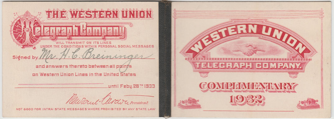 WU 1932 booklet cover - outside