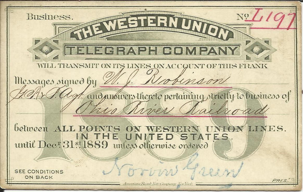 Western Union Business Frank 1889