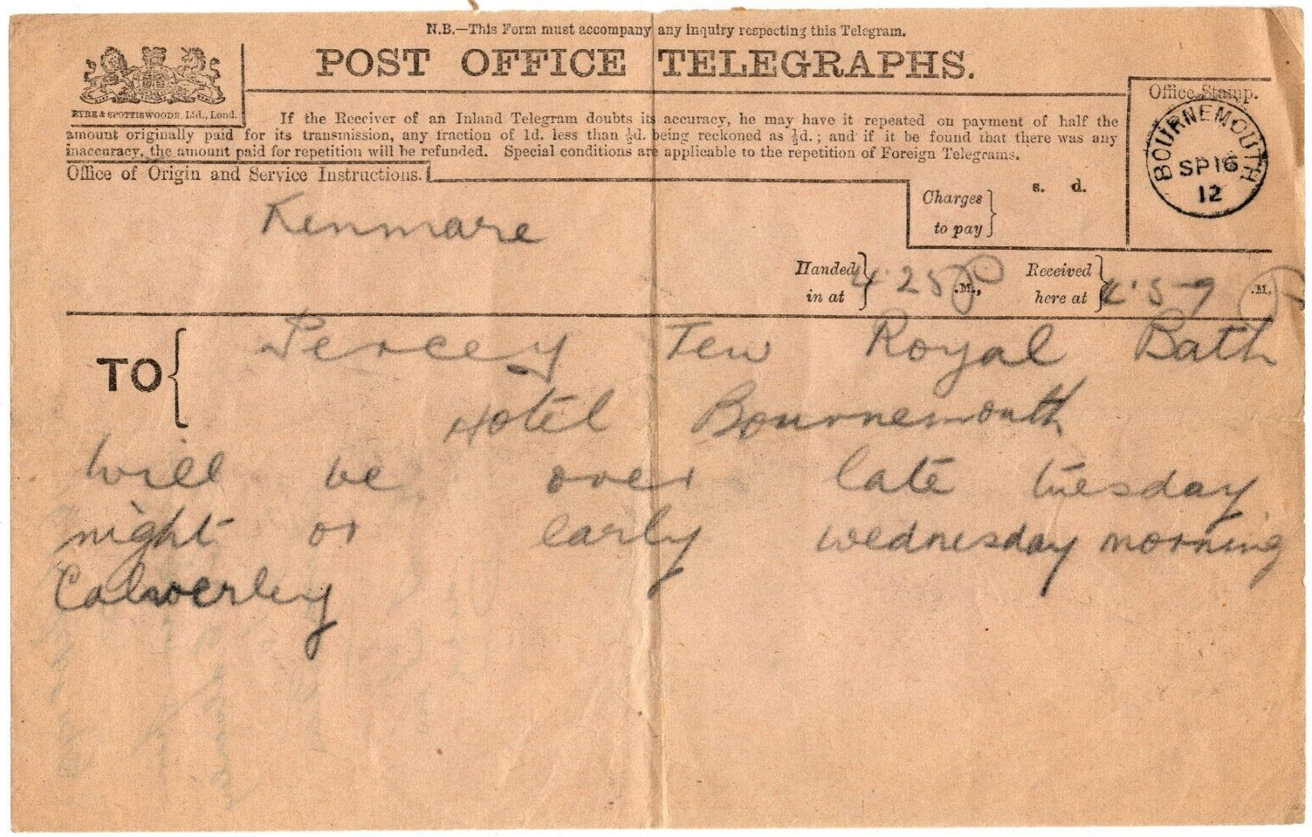 Received Telegram Form 1912 - front