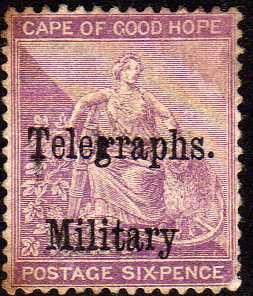 Bechuanaland Protectorate 6d 'Telegraph over Military'.