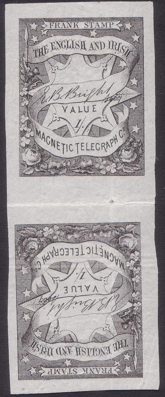English & Irish Magnetic Telegraph Company 1s tête-bêche pair.
