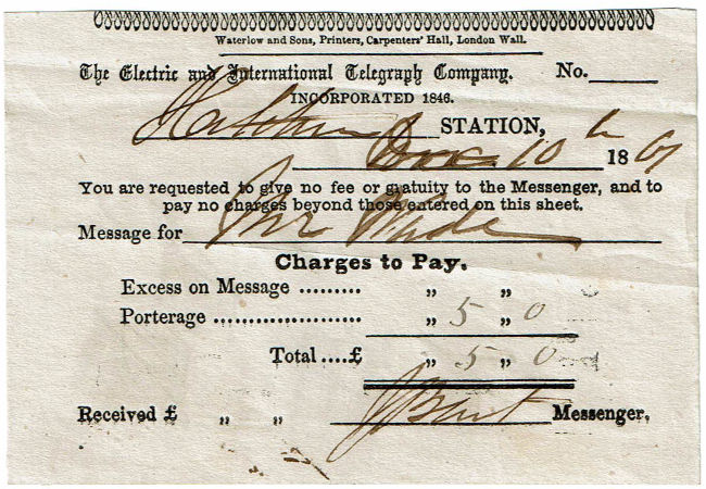 1861 ET Messenger receipt.