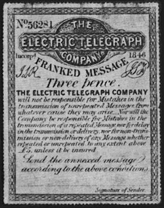 Electric Telegraph Company perforated 3d - 56281