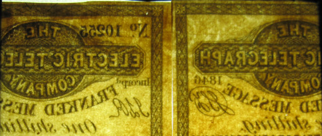 Electric Telegraph Company 1s RH6 pair watermark