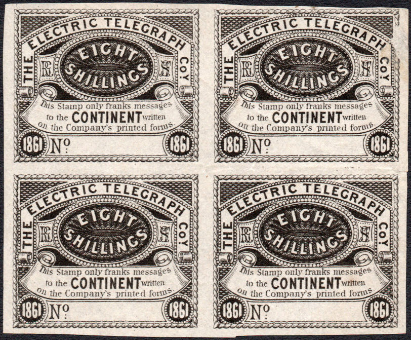 Electric Telegraph Company Continental Service block of 4