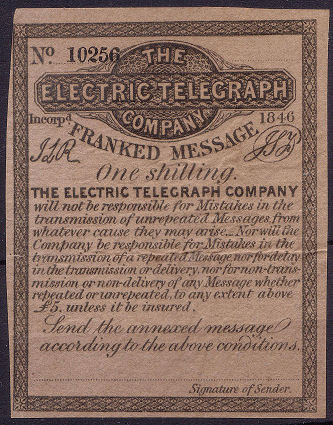 Electric Telegraph Company 1s. 10256