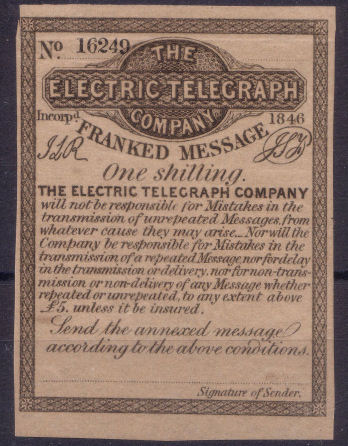 Electric Telegraph Company 1s. 16249