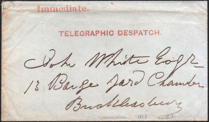 Electric Telegraph Company Stationery 1853 - Front.