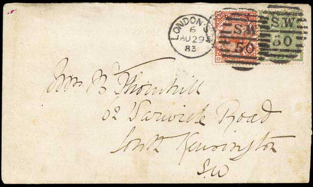 Post Office Telegraph stamps used postally - 1883