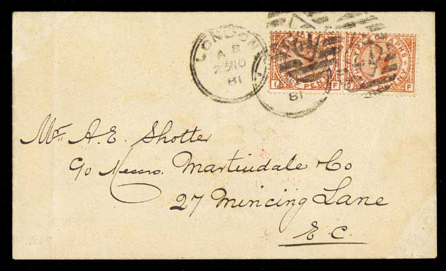 Post Office Telegraph stamps used postally - 1881