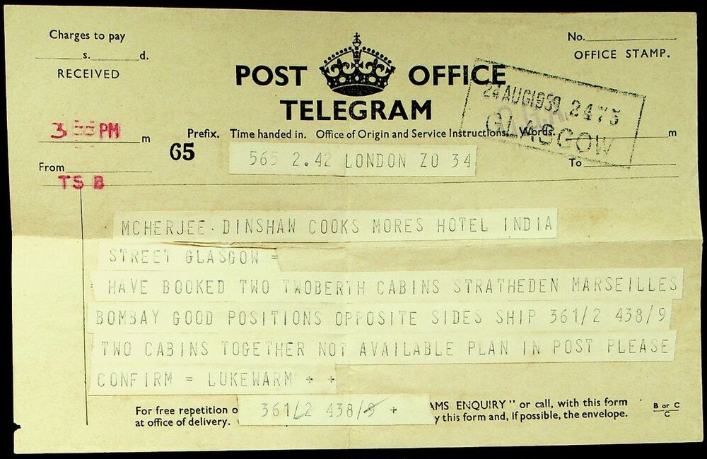 PO Telegraph Form - 24-8-1939