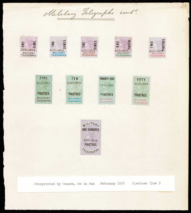 Military Telegraph overprint specimens