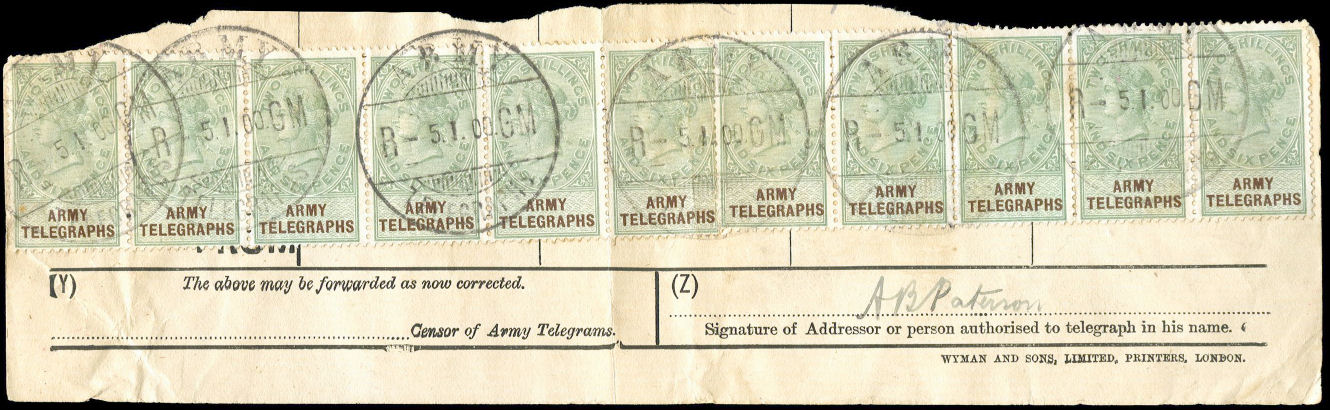 Missing Army Telegraph 2s6d strip