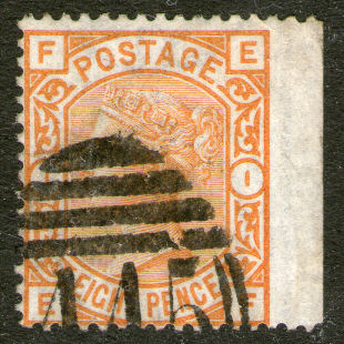 Post Office 8d orange with guillotined wing.