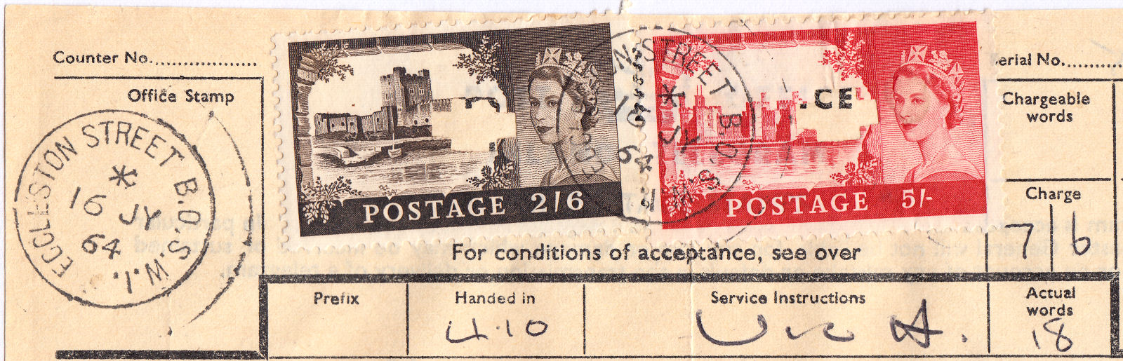 Clipped QEII stamps