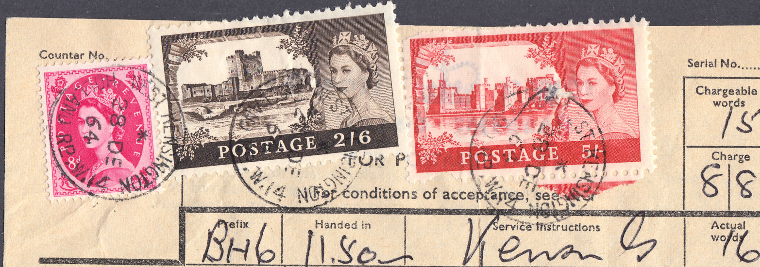 Clipped QEII stamps