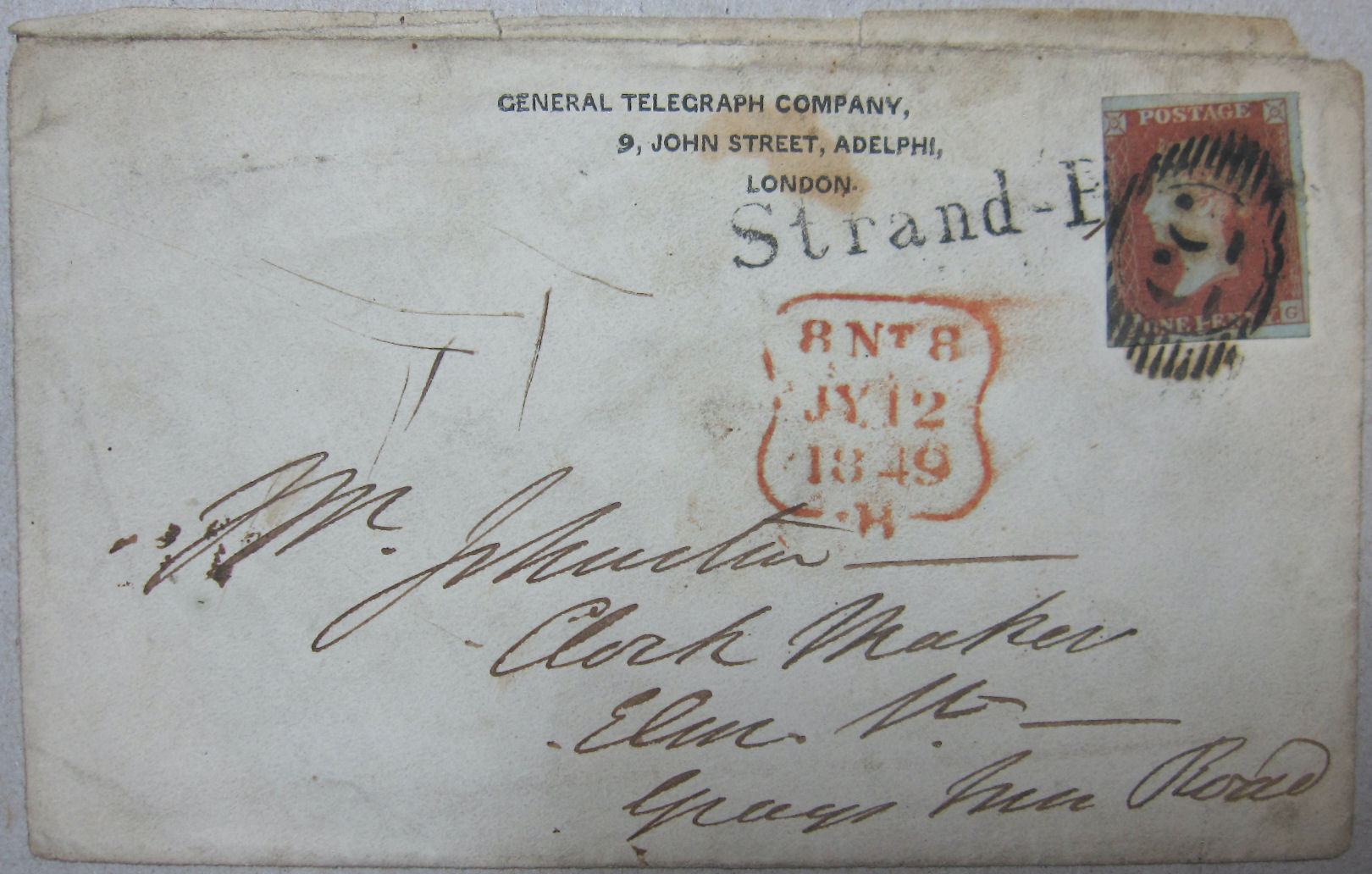 General Telegraph - Envelope of July 1849