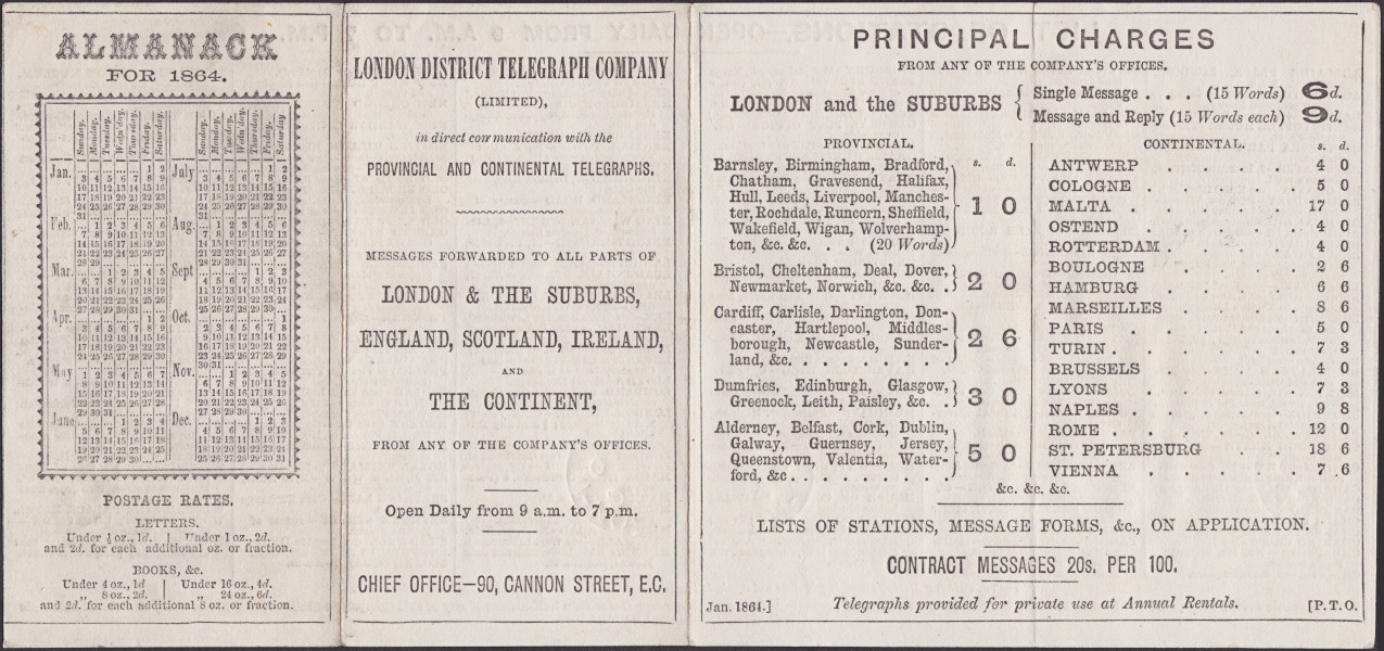 LDTC Advertising leaflet 1864 - Front