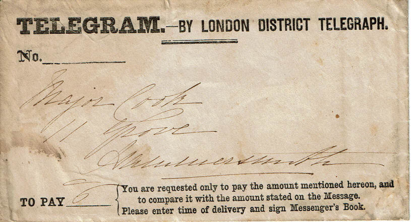 1863 Telegram Envelope