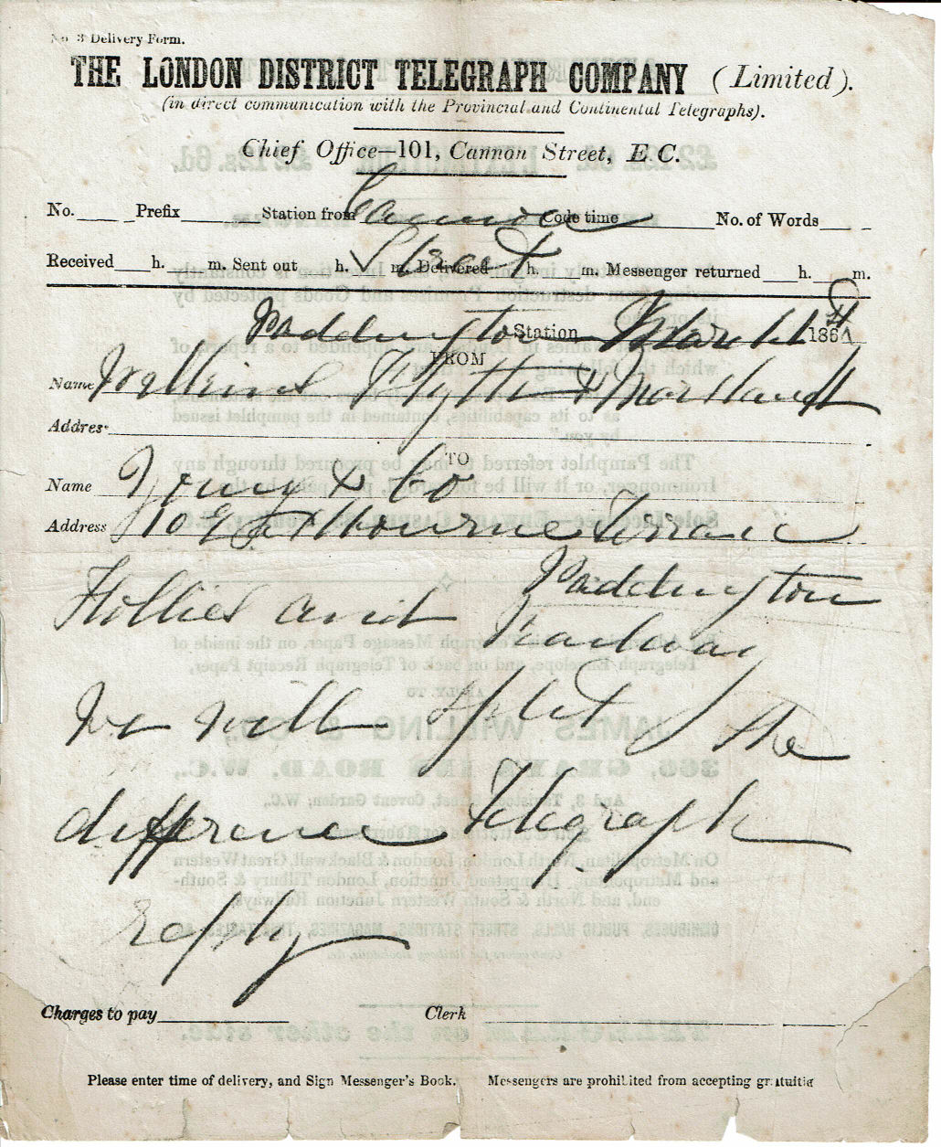 1867 LDTC Message form - Front
