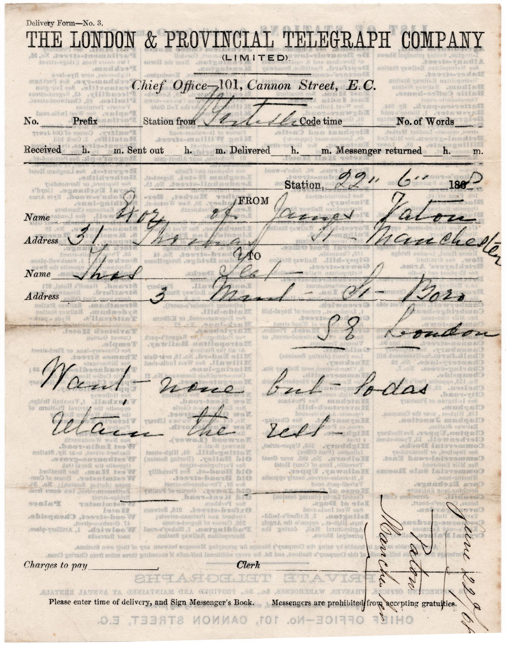 April 1868 LPTC Delivery form - Front