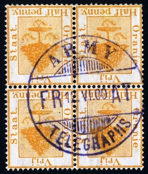 Orange Free State block of 4 ½ stamps