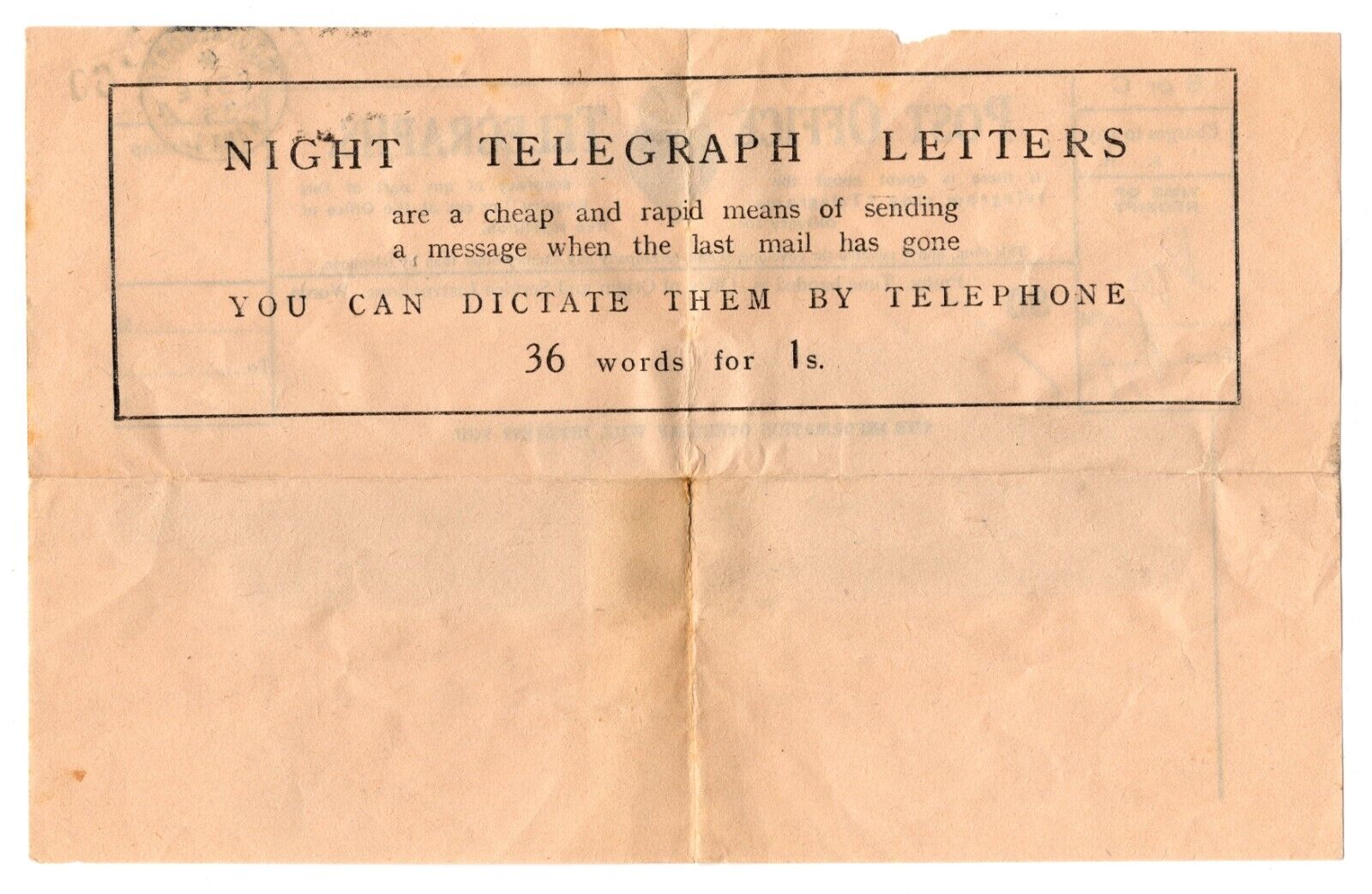 PO Telegraph Form of 23-2-1935 - back