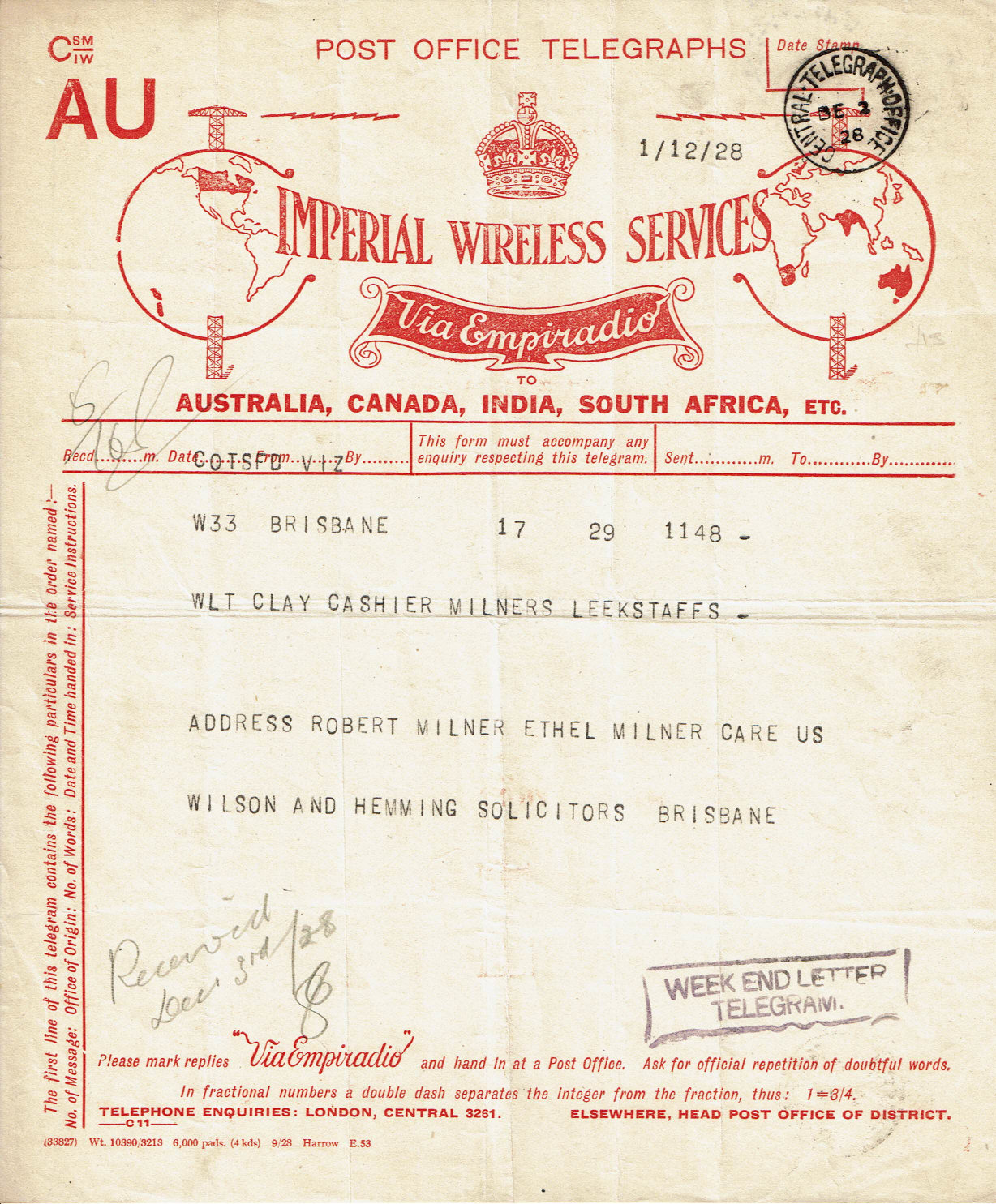 Imperial Wireless AU - September 1928
