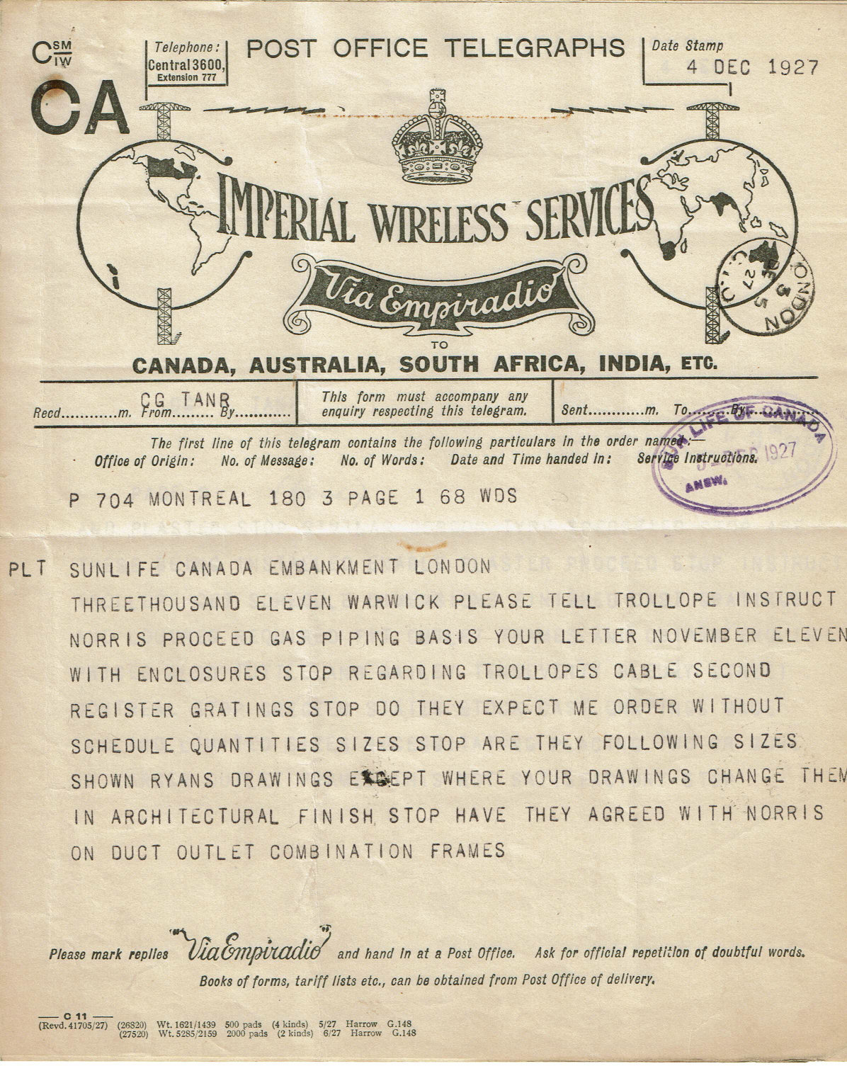 Imperial Wireless CA - 1927