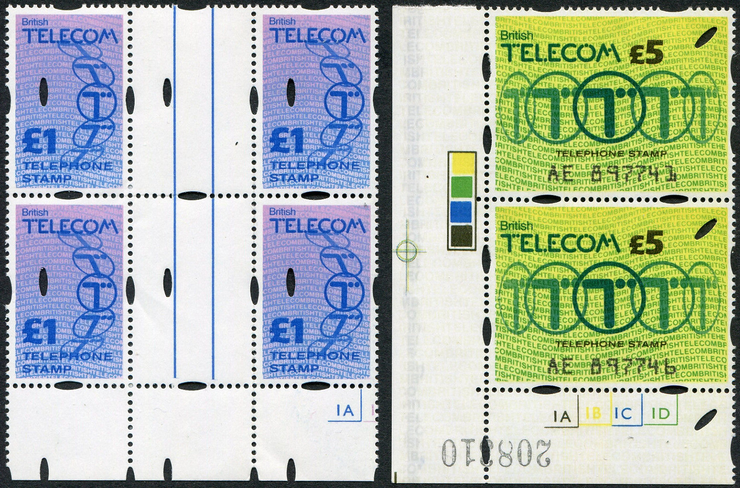 1985 Telephone £1 + £5 stamps