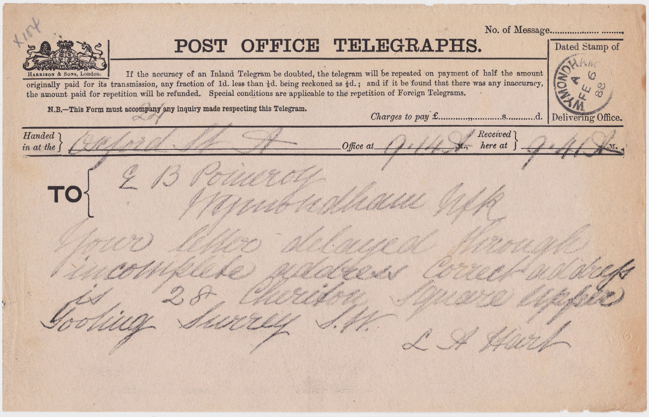 PO Telegraph Form - 6-2-88