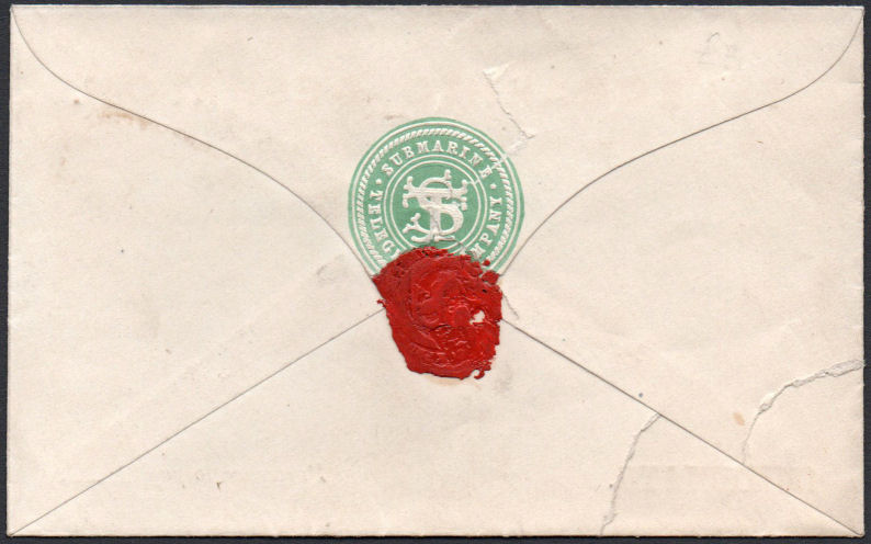 Submarine Telegraph Co. delivery envelope circa 1858 - back
