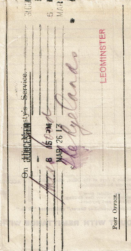 Telephone Leominster 1913 bill