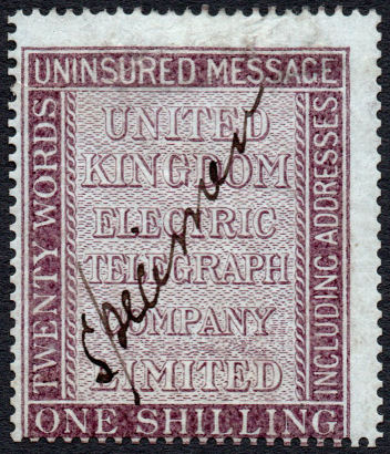 United Kingdom Electric Telegraph 1s Specimen