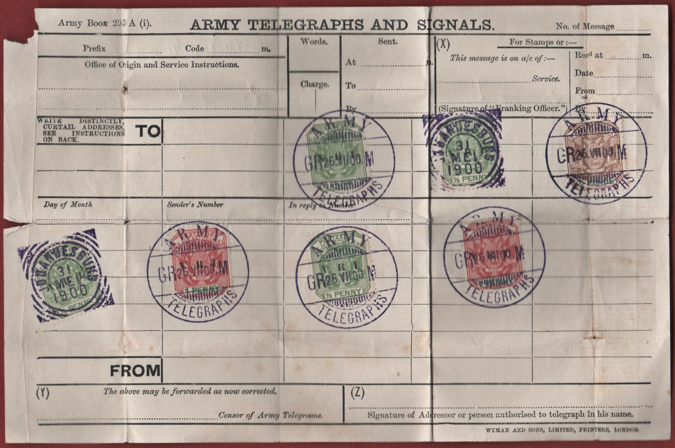 Precancelled ZAR Telegraph Form